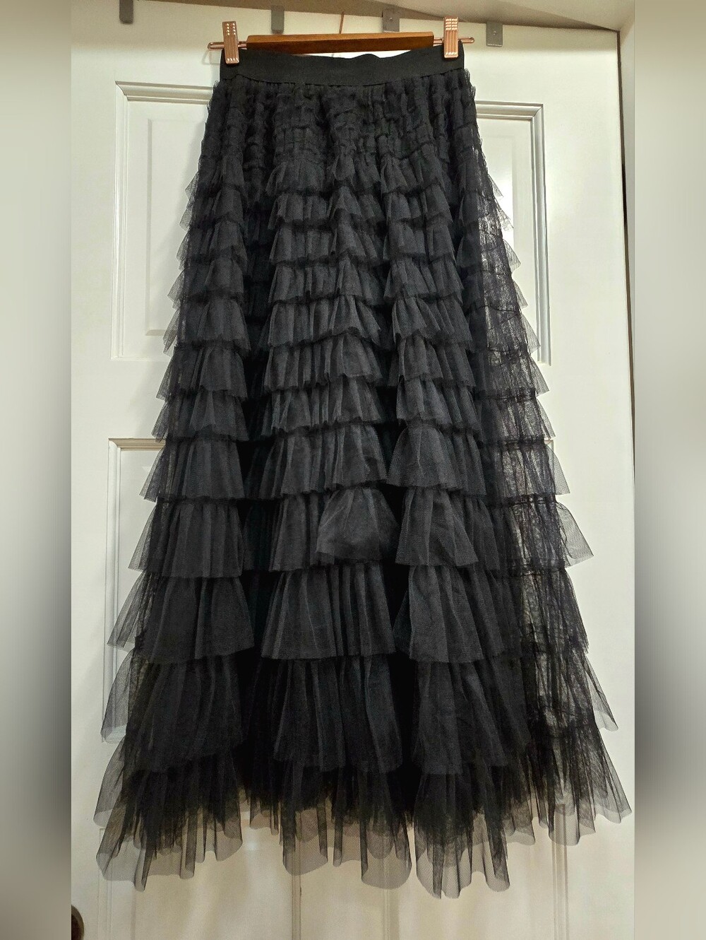 Black Tiered Chiffon Maxi Skirt NWOT Tulle Ballet Tutu New